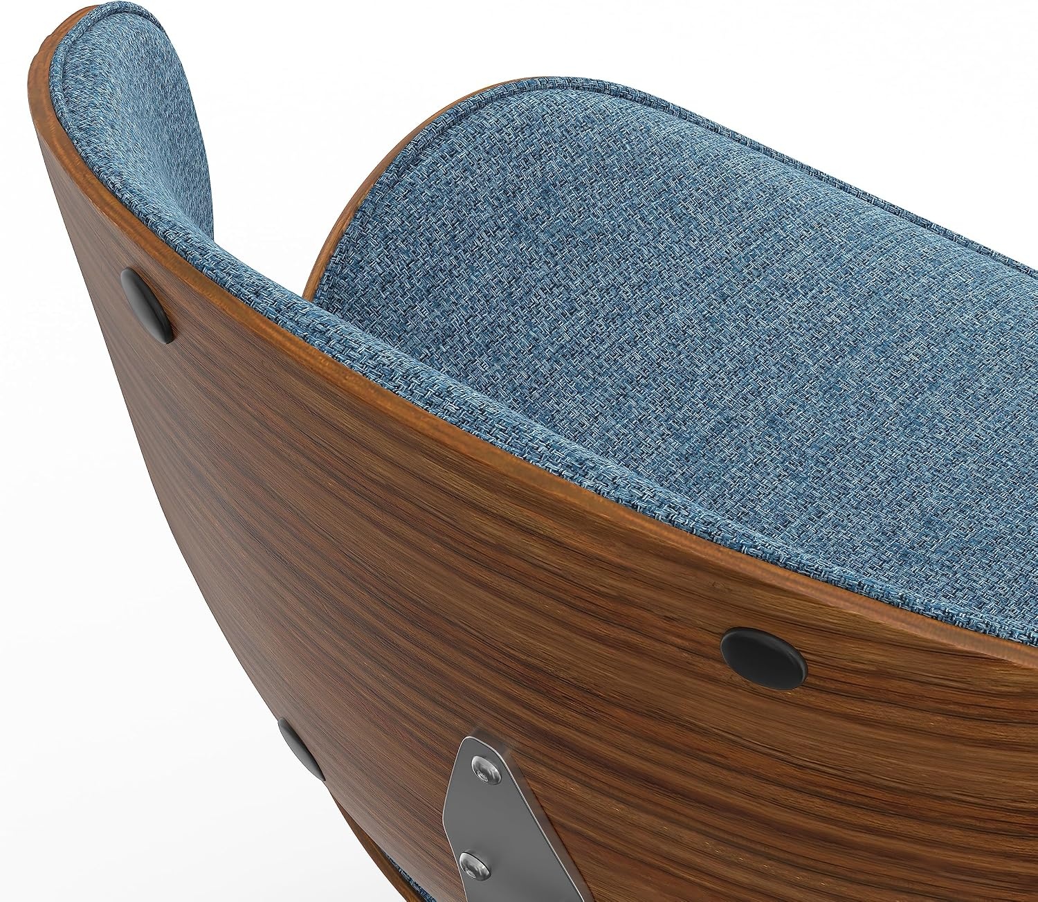 image:imageSIMPLIHOME Marana Dining Chairs Upholstered Bentwood Back and LinenStyle Fabric Kitchen Chair in Blue MidCentury Modern Ergonomic Dining Room Seating with Contoured Seat and Beech Wood LegsDenim Blue