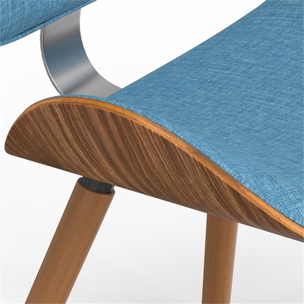 image:imageSIMPLIHOME Marana Dining Chairs Upholstered Bentwood Back and LinenStyle Fabric Kitchen Chair in Blue MidCentury Modern Ergonomic Dining Room Seating with Contoured Seat and Beech Wood LegsBlue