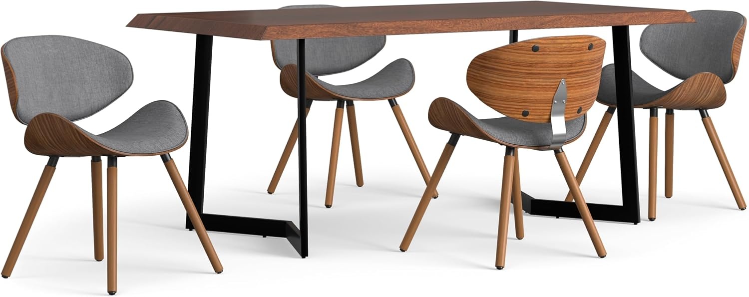 image:imageSIMPLIHOME Marana Dining Chairs Upholstered Bentwood Back and LinenStyle Fabric Kitchen Chair in Blue MidCentury Modern Ergonomic Dining Room Seating with Contoured Seat and Beech Wood LegsGrey