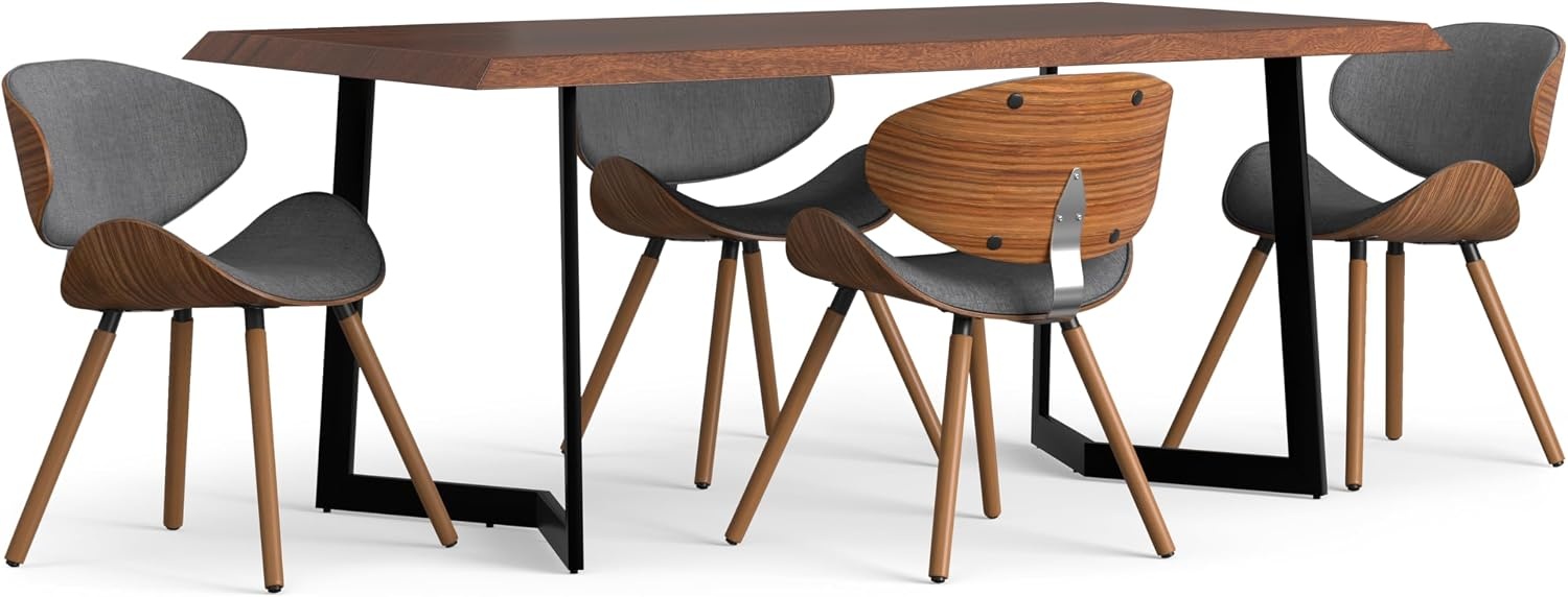 image:imageSIMPLIHOME Marana Dining Chairs Upholstered Bentwood Back and LinenStyle Fabric Kitchen Chair in Blue MidCentury Modern Ergonomic Dining Room Seating with Contoured Seat and Beech Wood LegsGrey