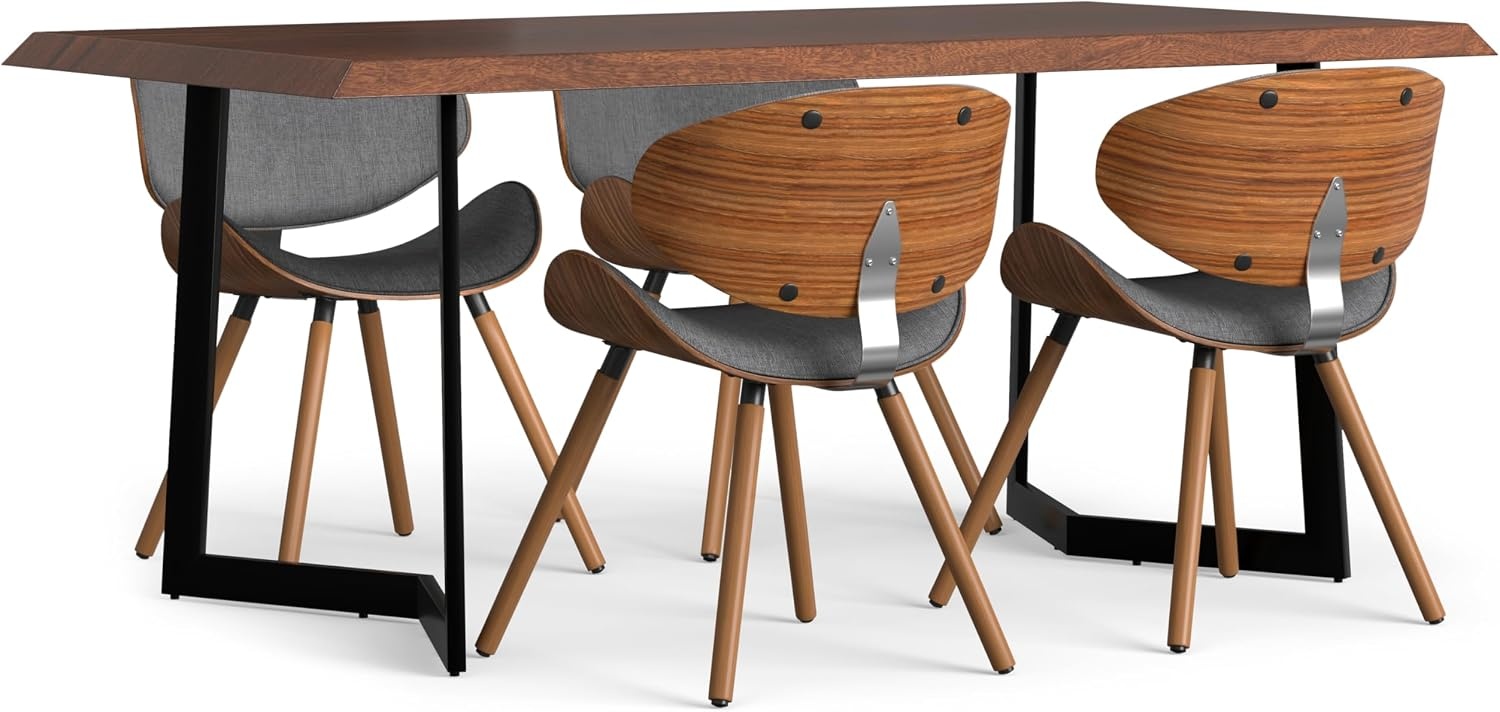 image:imageSIMPLIHOME Marana Dining Chairs Upholstered Bentwood Back and LinenStyle Fabric Kitchen Chair in Blue MidCentury Modern Ergonomic Dining Room Seating with Contoured Seat and Beech Wood LegsGrey