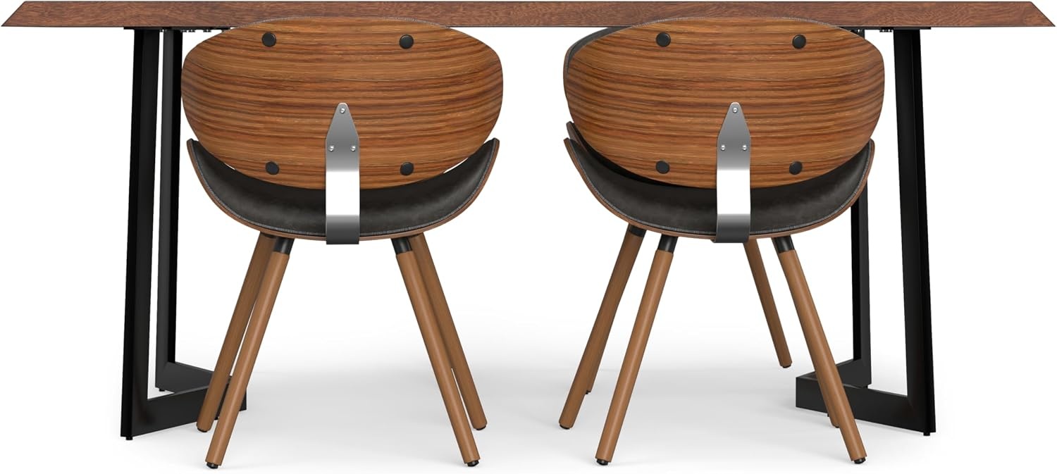 image:imageSIMPLIHOME Marana Dining Chairs Upholstered Bentwood Back and LinenStyle Fabric Kitchen Chair in Blue MidCentury Modern Ergonomic Dining Room Seating with Contoured Seat and Beech Wood LegsDistressed Brown