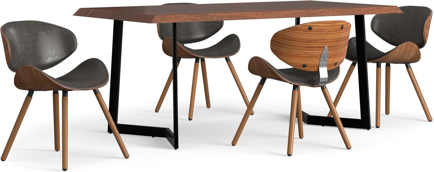 image:imageSIMPLIHOME Marana Dining Chairs Upholstered Bentwood Back and LinenStyle Fabric Kitchen Chair in Blue MidCentury Modern Ergonomic Dining Room Seating with Contoured Seat and Beech Wood LegsDistressed Brown