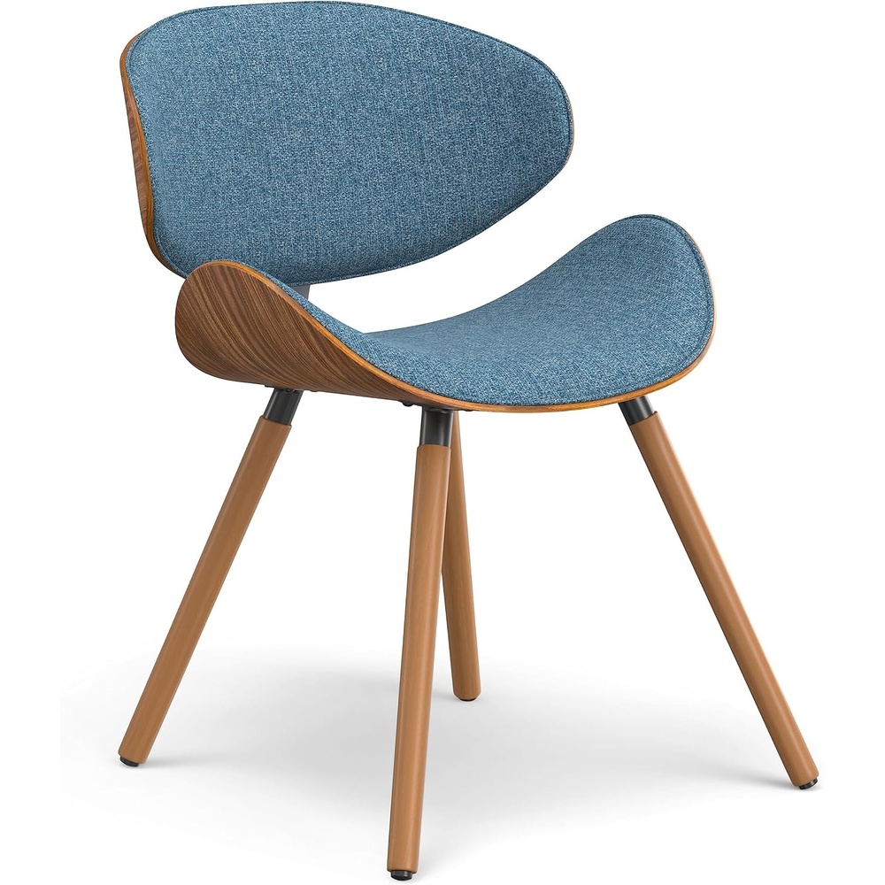 image:imageSIMPLIHOME Marana Dining Chairs Upholstered Bentwood Back and LinenStyle Fabric Kitchen Chair in Blue MidCentury Modern Ergonomic Dining Room Seating with Contoured Seat and Beech Wood LegsDenim Blue
