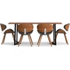SIMPLIHOME Marana Dining Chairs – Upholstered Bentwood Back and Linen-Style Fabric Kitchen Chair in Blue, Mid-Century Modern Ergonomic Dining Room Seating with Contoured Seat and Beech Wood Legs(Distressed Brown)