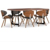 SIMPLIHOME Marana Dining Chairs – Upholstered Bentwood Back and Linen-Style Fabric Kitchen Chair in Blue, Mid-Century Modern Ergonomic Dining Room Seating with Contoured Seat and Beech Wood Legs(Distressed Brown)