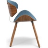 SIMPLIHOME Marana Dining Chairs – Upholstered Bentwood Back and Linen-Style Fabric Kitchen Chair in Blue, Mid-Century Modern Ergonomic Dining Room Seating with Contoured Seat and Beech Wood Legs(Denim Blue)