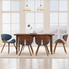 SIMPLIHOME Marana Dining Chairs – Upholstered Bentwood Back and Linen-Style Fabric Kitchen Chair in Blue, Mid-Century Modern Ergonomic Dining Room Seating with Contoured Seat and Beech Wood Legs(Distressed Blue)
