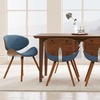SIMPLIHOME Marana Dining Chairs – Upholstered Bentwood Back and Linen-Style Fabric Kitchen Chair in Blue, Mid-Century Modern Ergonomic Dining Room Seating with Contoured Seat and Beech Wood Legs(Denim Blue)
