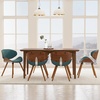 SIMPLIHOME Marana Dining Chairs – Upholstered Bentwood Back and Linen-Style Fabric Kitchen Chair in Blue, Mid-Century Modern Ergonomic Dining Room Seating with Contoured Seat and Beech Wood Legs(Light Turquoise Blue)