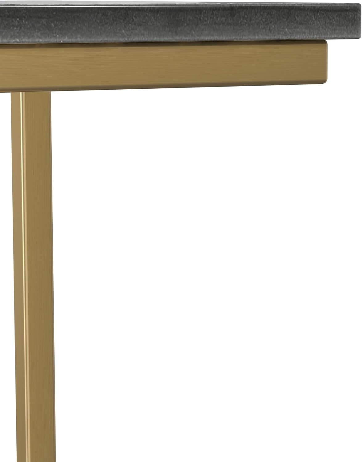 image:imageSIMPLIHOME Skyler 16 Wide Iron Rectangular CSide Table in White and BlackBlack MarbleGold