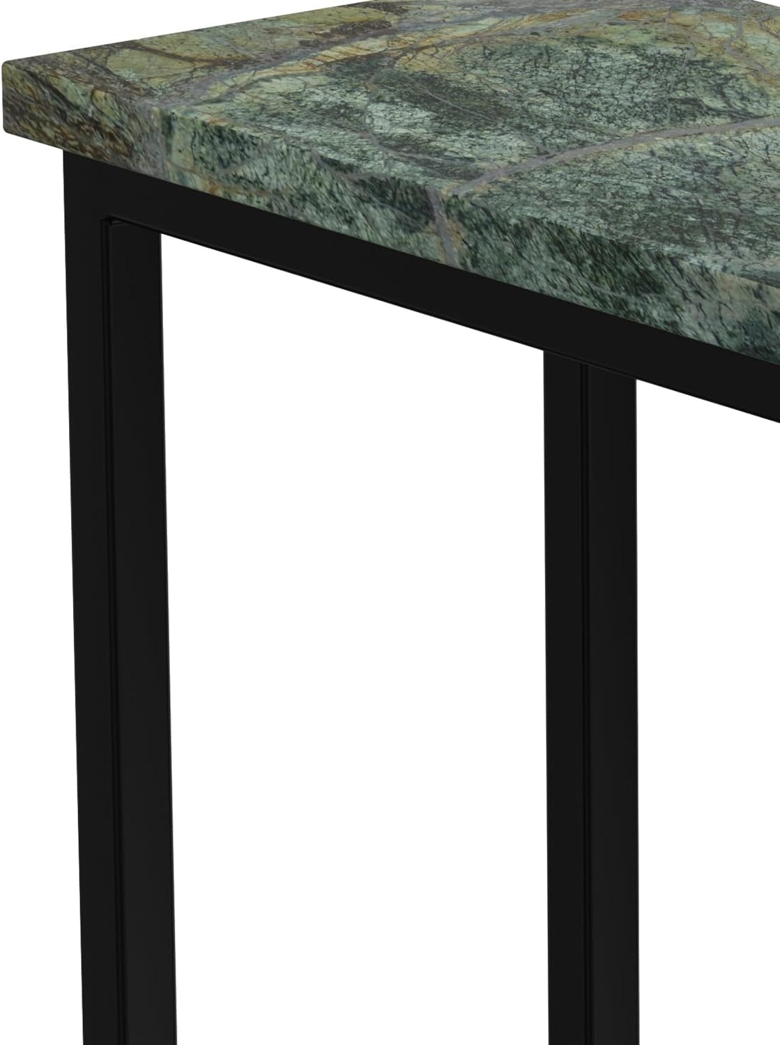 image:imageSIMPLIHOME Skyler 16 Wide Iron Rectangular CSide Table in White and BlackGreen MarbleBlack