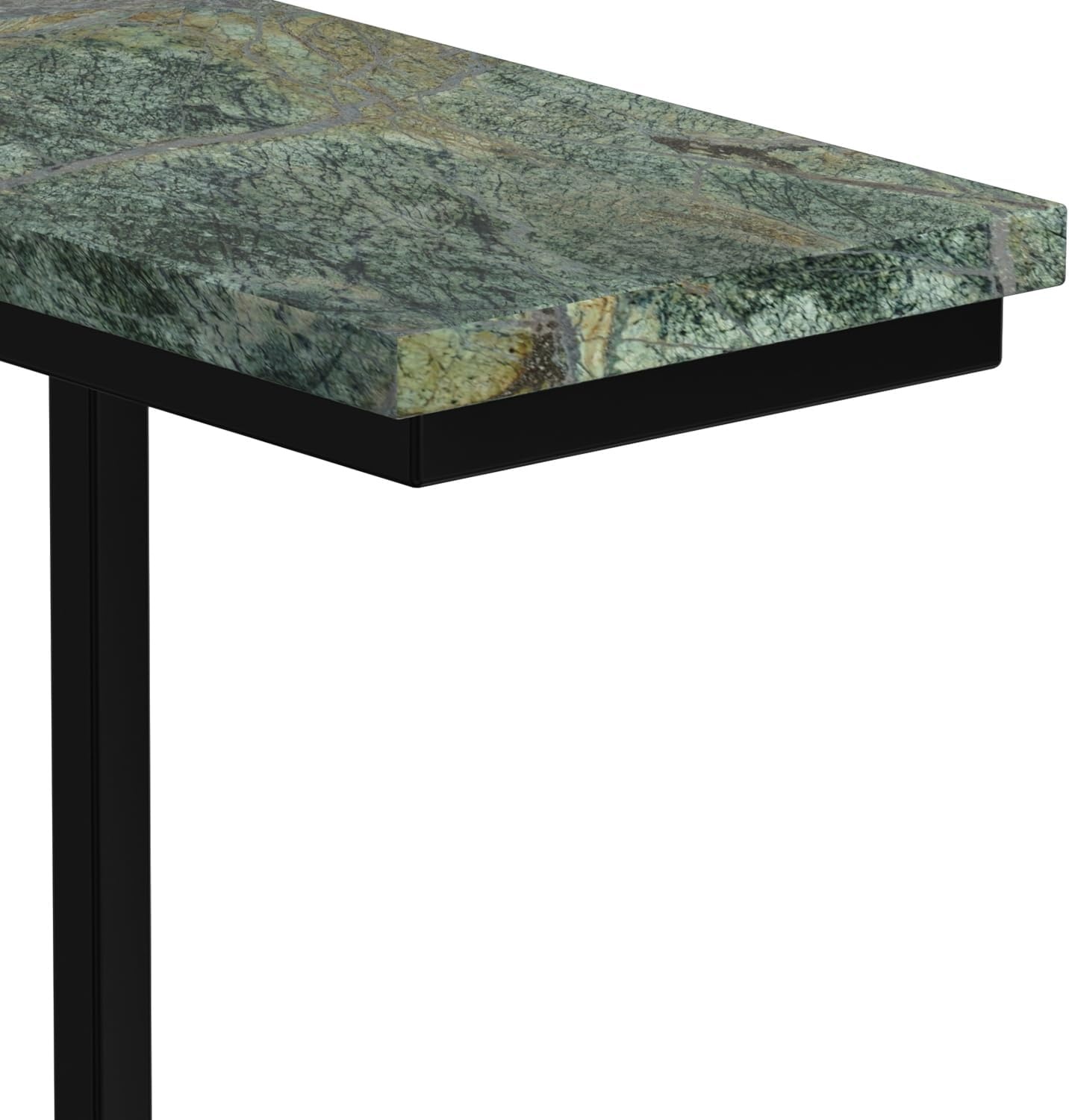 image:imageSIMPLIHOME Skyler 16 Wide Iron Rectangular CSide Table in White and BlackGreen MarbleBlack