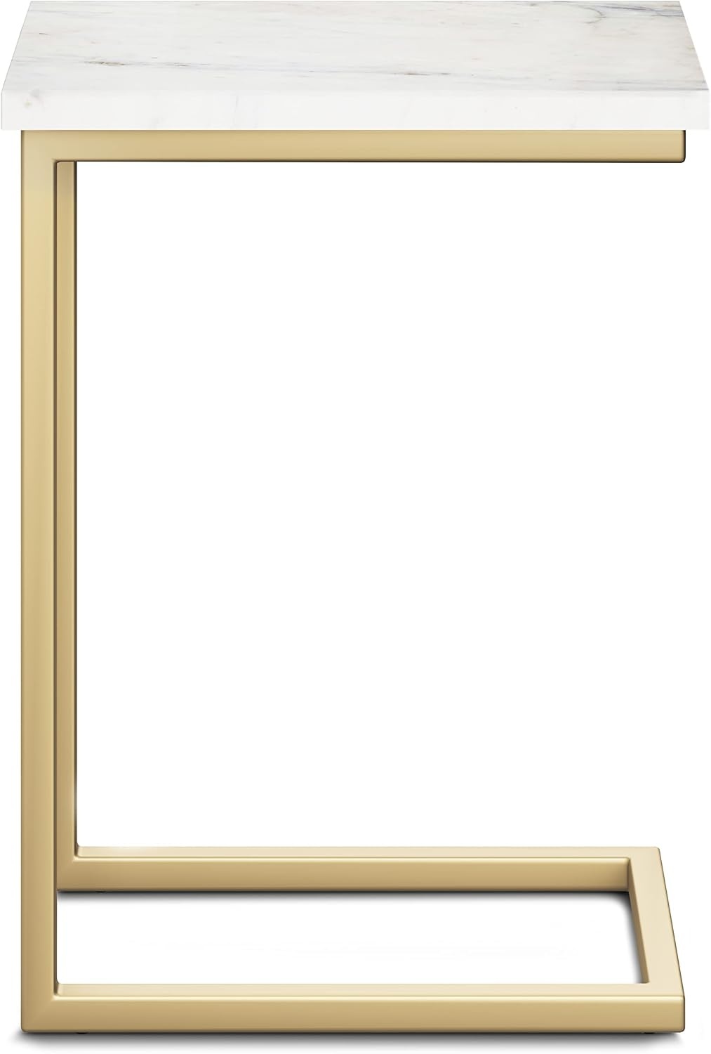 image:imageSIMPLIHOME Skyler 16 Wide Iron Rectangular CSide Table in White and BlackWhite MarbleGold