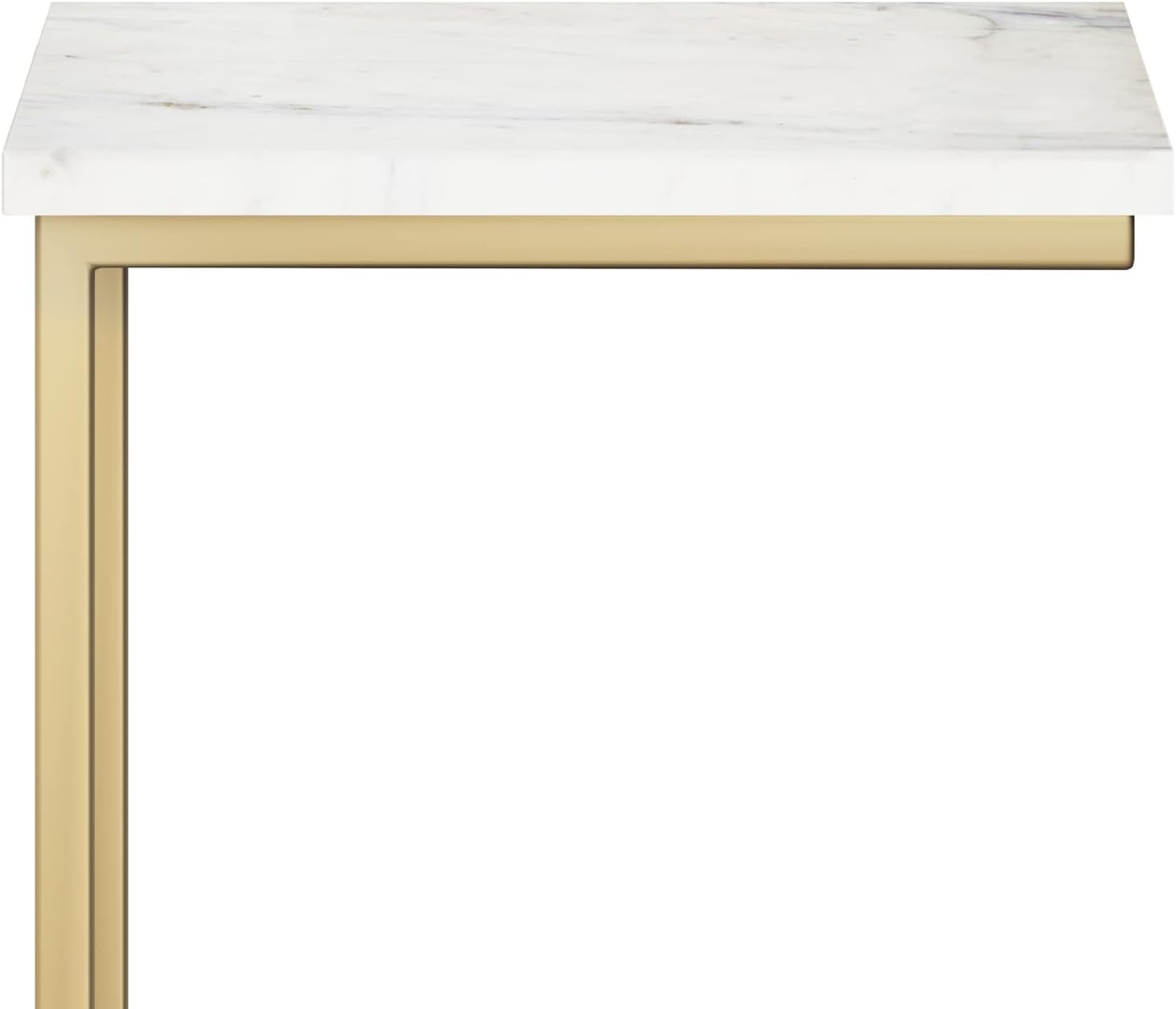 image:imageSIMPLIHOME Skyler 16 Wide Iron Rectangular CSide Table in White and BlackWhite MarbleGold