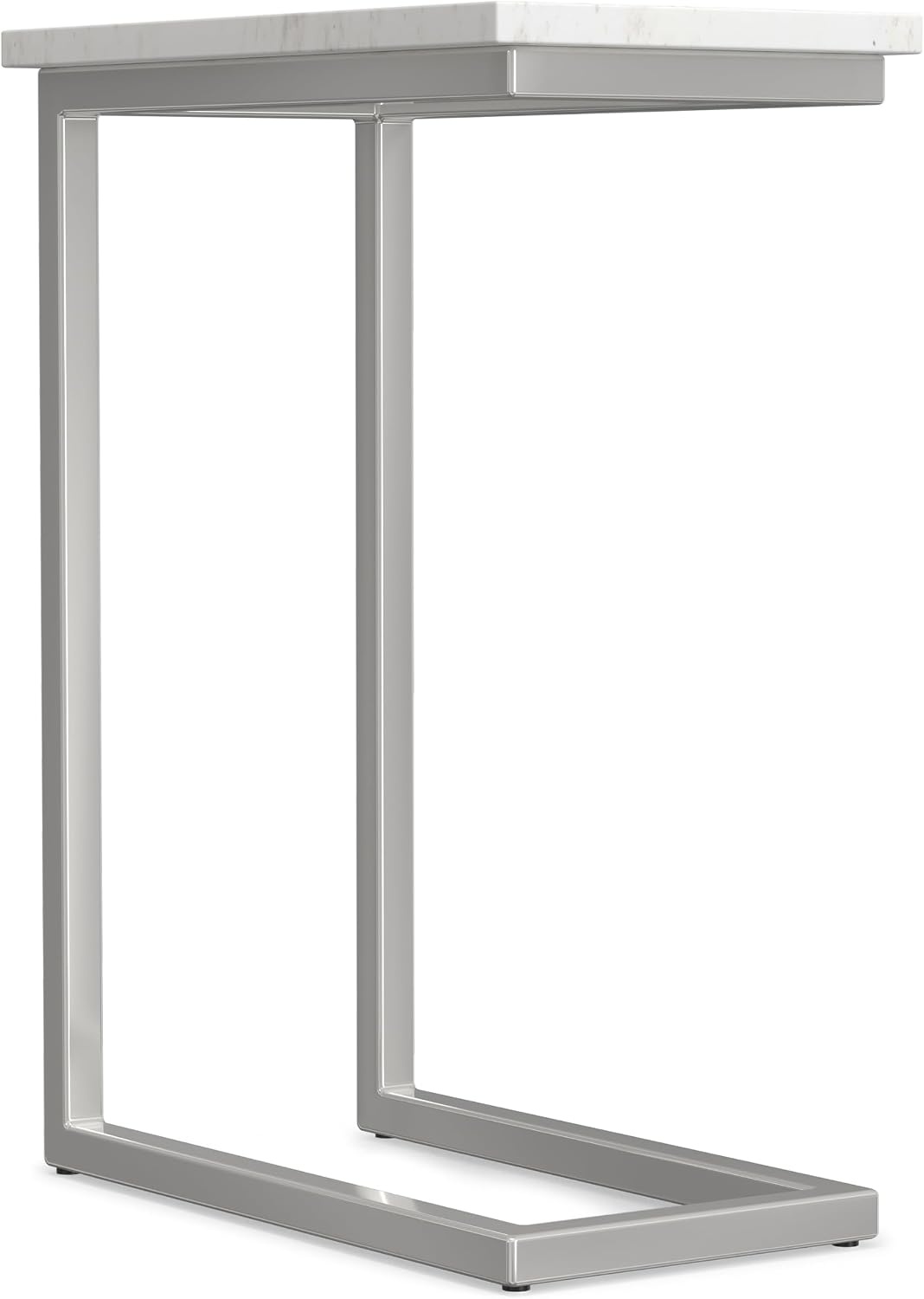 image:imageSIMPLIHOME Skyler 16 Wide Iron Rectangular CSide Table in White and BlackWhite MarbleSilver