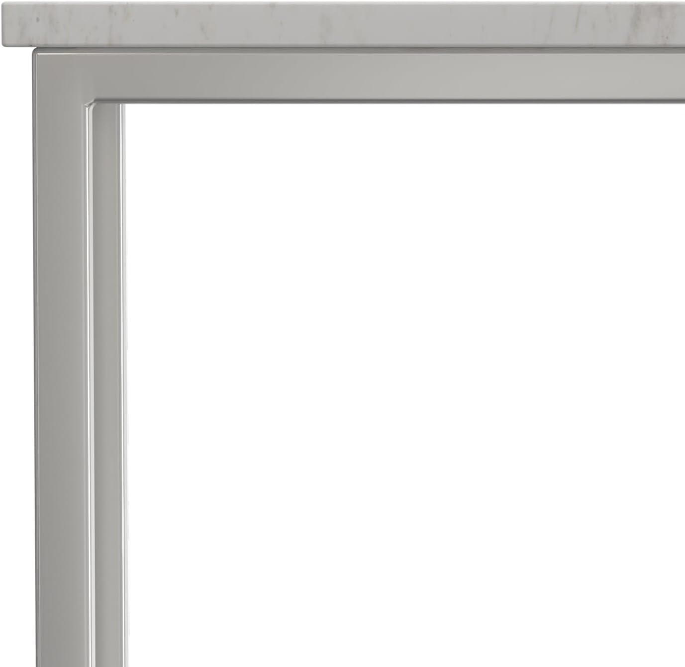 image:imageSIMPLIHOME Skyler 16 Wide Iron Rectangular CSide Table in White and BlackWhite MarbleSilver