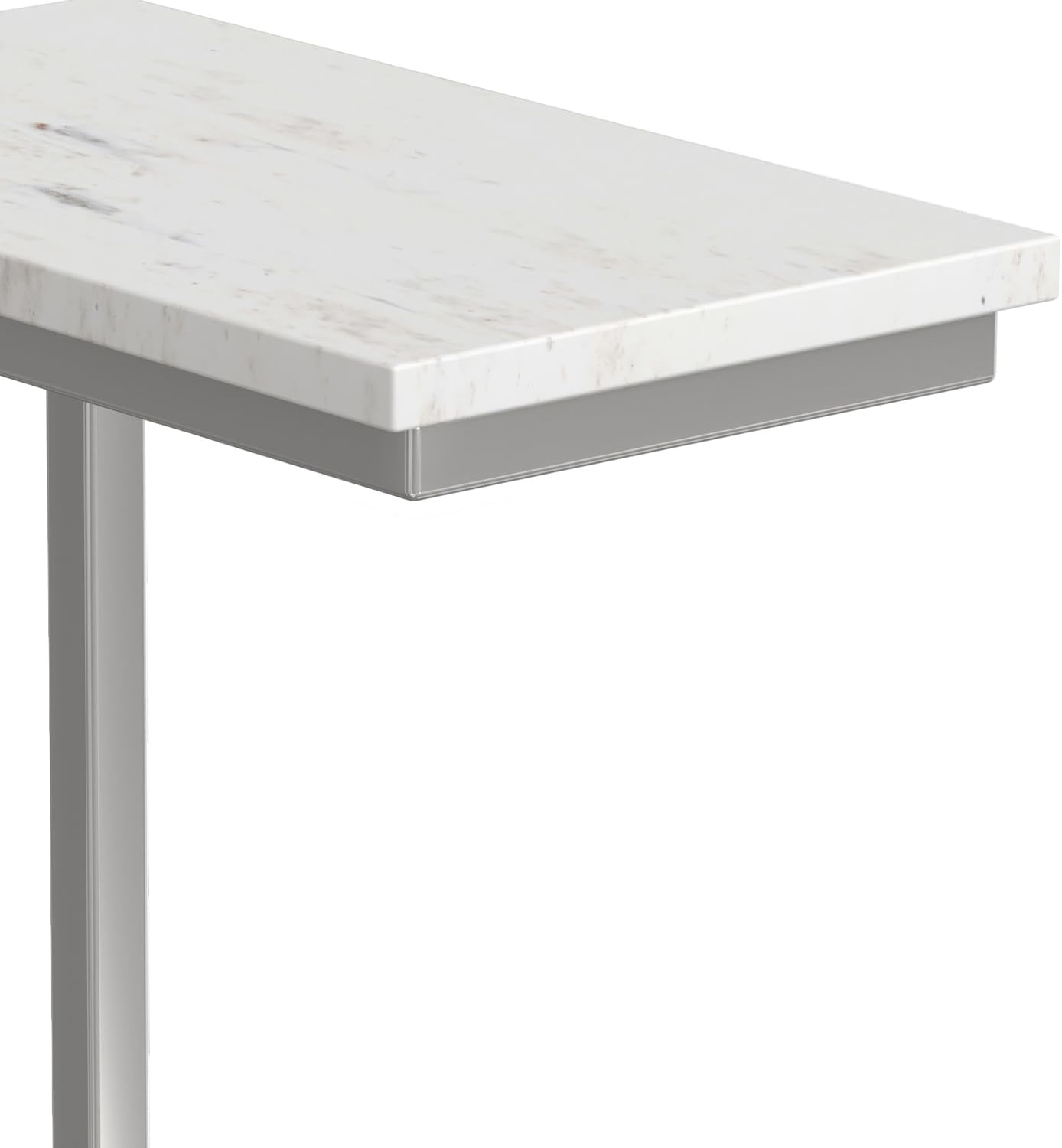 image:imageSIMPLIHOME Skyler 16 Wide Iron Rectangular CSide Table in White and BlackWhite MarbleSilver
