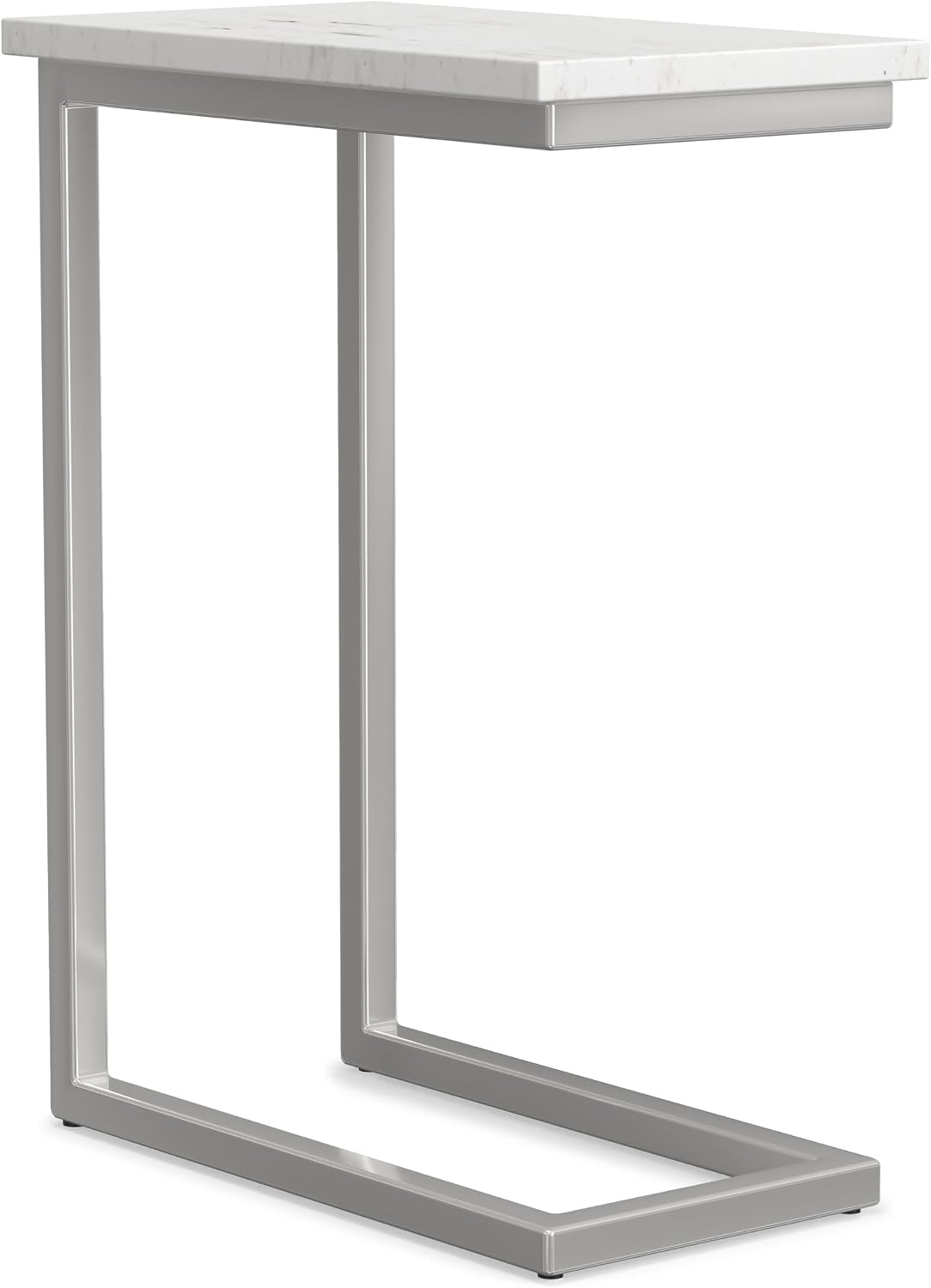 image:imageSIMPLIHOME Skyler 16 Wide Iron Rectangular CSide Table in White and BlackWhite MarbleSilver