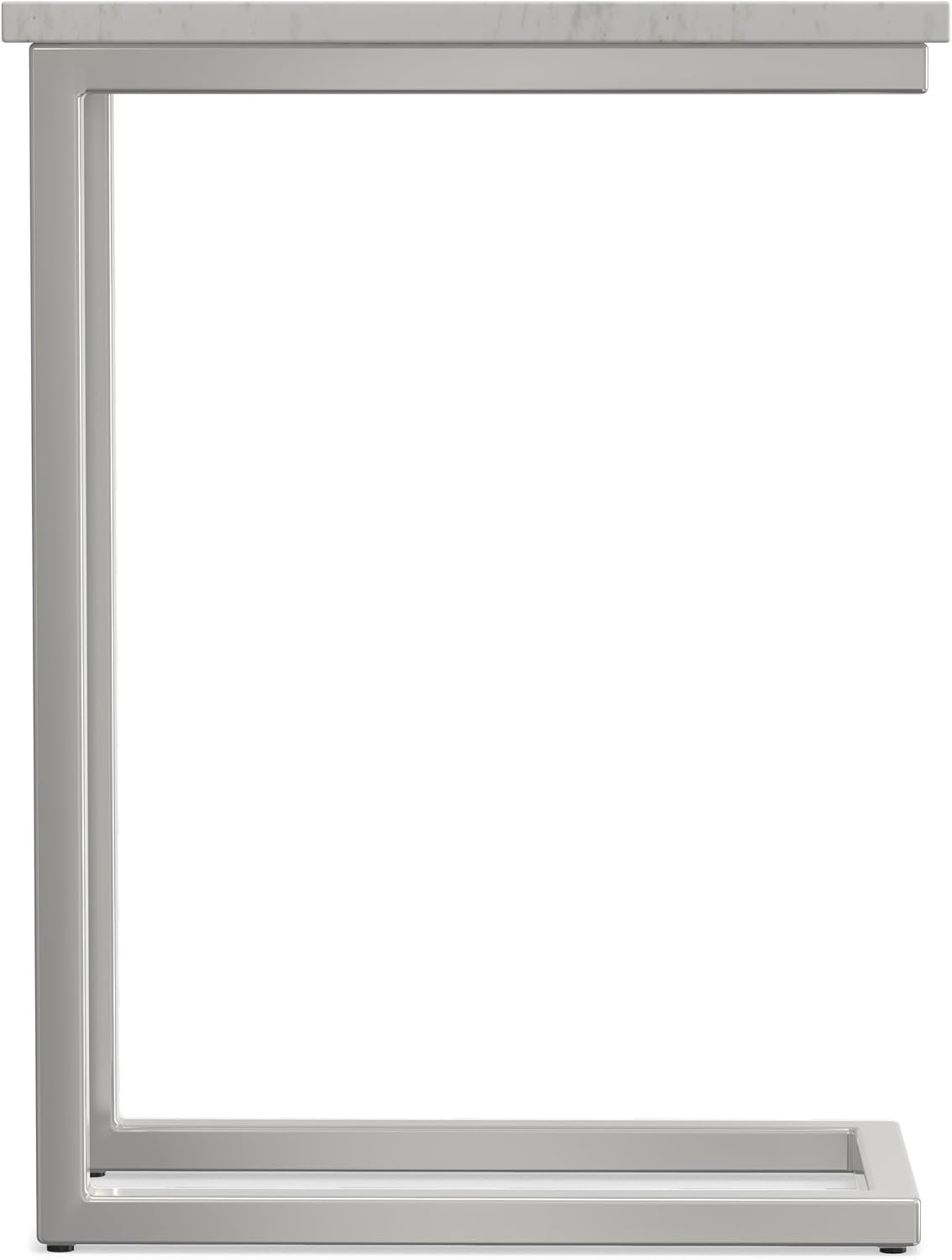 image:imageSIMPLIHOME Skyler 16 Wide Iron Rectangular CSide Table in White and BlackWhite MarbleSilver