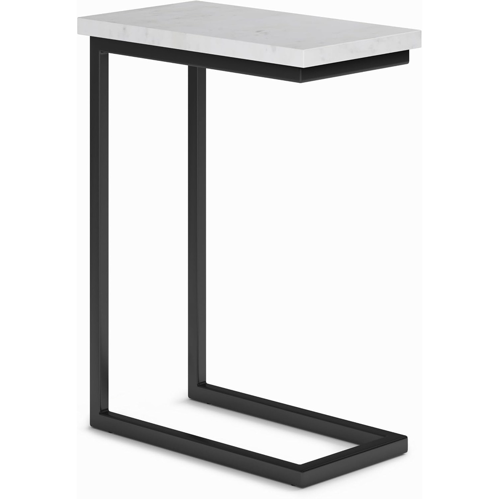 image:imageSIMPLIHOME Skyler 16 Wide Iron Rectangular CSide Table in White and BlackWhite MarbleBlack