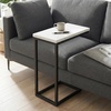 SIMPLIHOME Skyler 16″ Wide Iron Rectangular C-Side Table in White and Black(Ebony/White Marble)