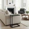 SIMPLIHOME Skyler 16″ Wide Iron Rectangular C-Side Table in White and Black(Green Marble/Black)