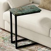 SIMPLIHOME Skyler 16″ Wide Iron Rectangular C-Side Table in White and Black(Green Marble/Black)