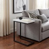 SIMPLIHOME Skyler 16″ Wide Iron Rectangular C-Side Table in White and Black(White Marble/Black)