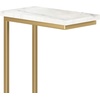 SIMPLIHOME Skyler 16″ Wide Iron Rectangular C-Side Table in White and Black(White Marble/Gold)