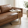 SIMPLIHOME Skyler 16″ Wide Iron Rectangular C-Side Table in White and Black(White Marble/Gold)