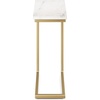 SIMPLIHOME Skyler 16″ Wide Iron Rectangular C-Side Table in White and Black(White Marble/Gold)