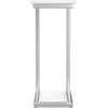 SIMPLIHOME Skyler 16″ Wide Iron Rectangular C-Side Table in White and Black(White Marble/Silver)