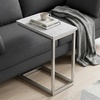 SIMPLIHOME Skyler 16″ Wide Iron Rectangular C-Side Table in White and Black(White Marble/Silver)