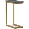 SIMPLIHOME Skyler 16″ Wide Iron Rectangular C-Side Table in White and Black(Black Marble/Gold)