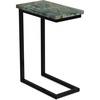 SIMPLIHOME Skyler 16″ Wide Iron Rectangular C-Side Table in White and Black(Green Marble/Black)