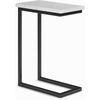 SIMPLIHOME Skyler 16″ Wide Iron Rectangular C-Side Table in White and Black(White Marble/Black)