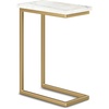 SIMPLIHOME Skyler 16″ Wide Iron Rectangular C-Side Table in White and Black(White Marble/Gold)