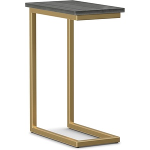 SIMPLIHOME Skyler 16″ Wide Iron Rectangular C-Side Table in White and Black(Black Marble/Gold)
